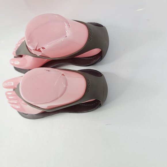 Crocs Women's Army Green Sexi Rubber T-Strap Flip Flops Sandals Size US 6 - Picture 4 of 6